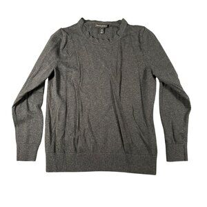 Banana Republic Womens S Petite Gray Knit‎ Sweater Scallop Neck Long Sleeve